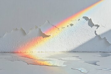 Aufkleber - Colorful rainbow reflection on a textured wall and floor in a sunlit room