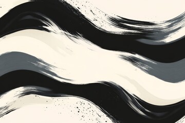 Poster - Artistic abstract design featuring bold black and white brush strokes creating dynamic flow in a modern aesthetic