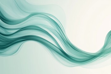 Poster - Soft green waves flow elegantly across a light background, creating a sense of tranquility and movement