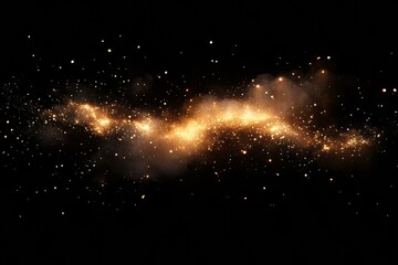 Poster - Celestial view of shimmering golden galaxy with stars and cosmic dust in deep space