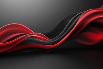 Aufkleber - Flowing red and black fabric waves create an elegant abstract design suitable for artistic backgrounds