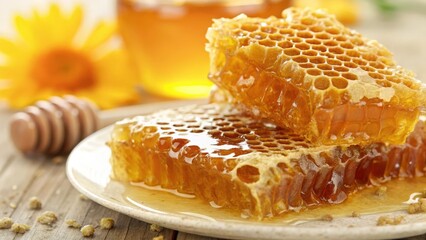 Poster - Honeycomb Hexagons with Dripping Honey