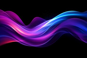 Poster - Colorful abstract waves in vibrant shades of purple and blue against a dark background create a dynamic visual experience