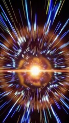 Wall Mural - dynamic explosive cosmic burst with vibrant light trails and radiating energy