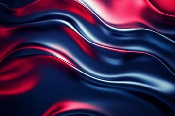 Poster - Wavy fabric texture in deep red and blue shades creating a dynamic visual effect under soft lighting