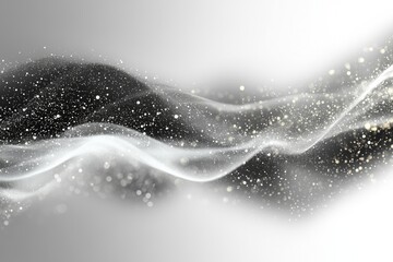 Aufkleber - Abstract wave with shimmering particles flowing gracefully in a soft light