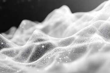 Aufkleber - Abstract representation of digital waves in monochrome with glowing textures and intricate patterns