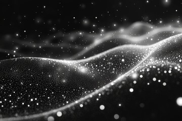  - Stunning monochrome waves of light and particles create an ethereal landscape at twilight