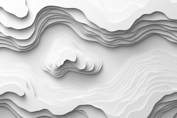Poster - White layered abstract design showcasing intricate textures and natural shapes in soft monochrome tones