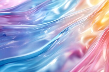 Aufkleber - Colorful flowing wave patterns create a mesmerizing visual effect with gradients of pink, blue, and orange