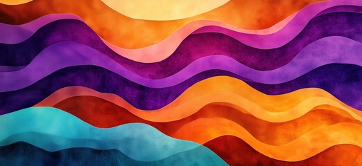 Poster - Colorful abstract waves design with vibrant hues and smooth curves, copy space for text