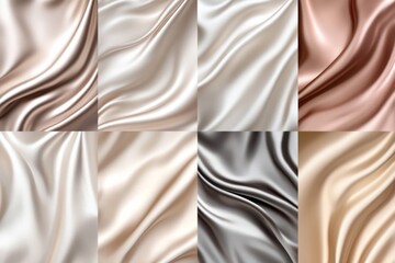 Poster - Silk fabric textures showcasing various shades and intricate patterns in a soft, flowing arrangement