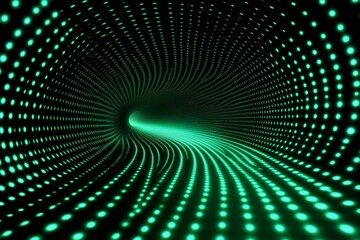 Aufkleber - Colorful light tunnel with glowing green dots swirling through a dark space at high speed