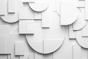 Poster - Geometric patterns in white create a modern and minimalist wall design in an indoor space
