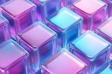 Aufkleber - Colorful translucent cubes arranged in a pattern with gradient shades of blue and pink