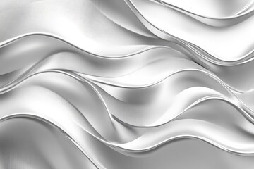 Poster - Elegant drapes of white fabric create flowing patterns in soft lighting, emphasizing light reflections and texture