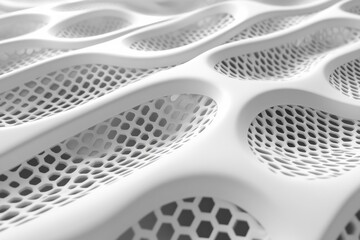 Aufkleber - Intricate design of a white lattice structure showcasing organic forms and patterns in modern architecture