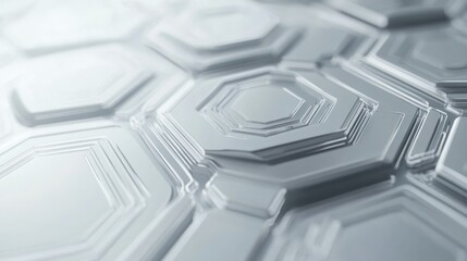 Poster - Abstract geometric pattern of layered hexagonal shapes.