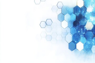 Aufkleber - Abstract hexagonal pattern showcasing shades of blue against a light background in a digital representation