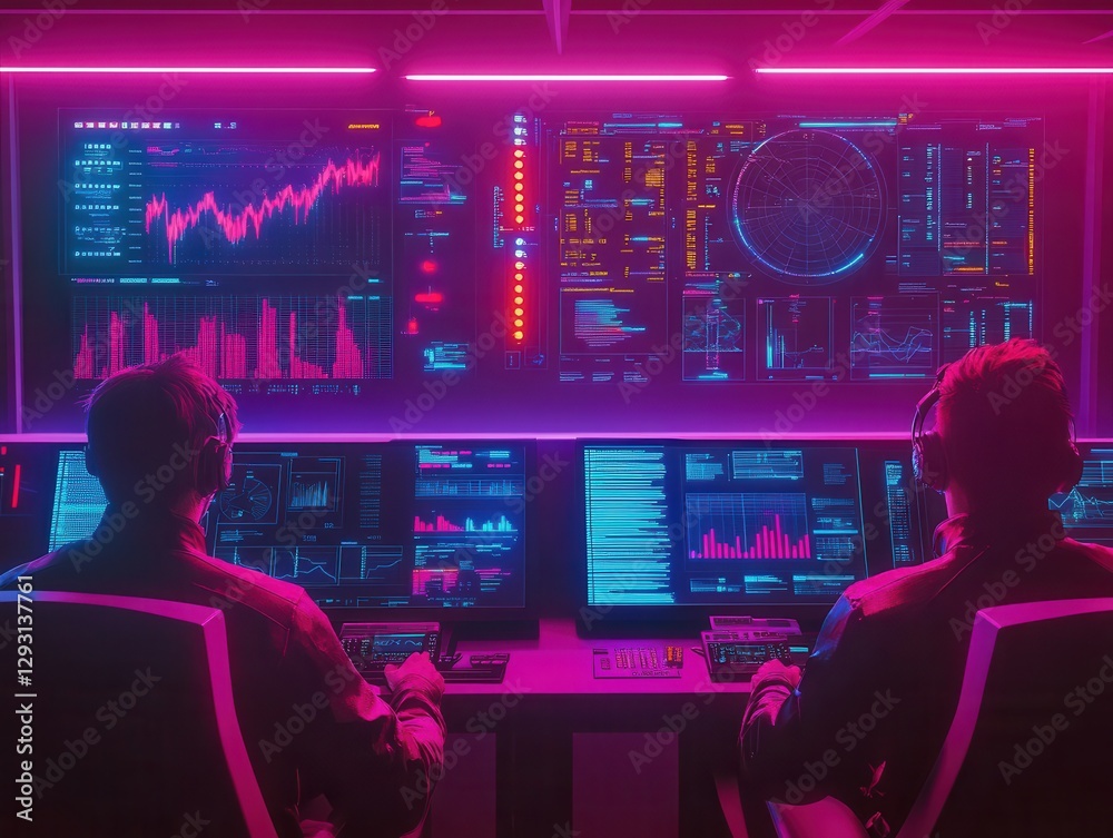 High-tech big data analytics control room with AI capabilities ...