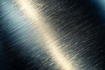 Poster - Close-up view of brushed metal surface showcasing light reflections and texture variations in a serene, elegant setting