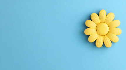 Poster - Bright yellow flower on a blue background