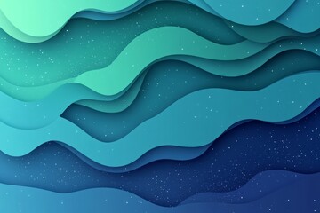 Poster - Colorful abstract waves create a mesmerizing visual of ocean depth and movement in varying shades of blue and green