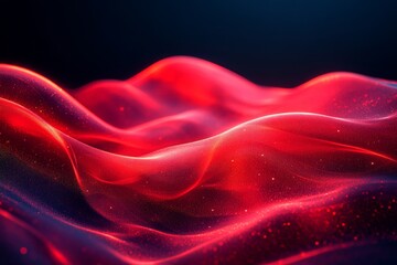 Aufkleber - Red waves of light dance in an abstract form on a dark background, creating a mesmerizing visual experience
