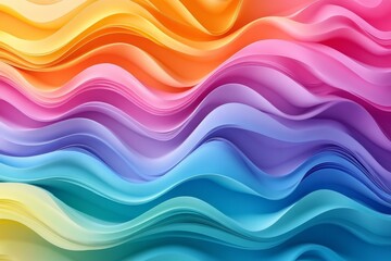 Aufkleber - Colorful waves of textured paper create an abstract art piece showcasing vibrant hues and smooth curves