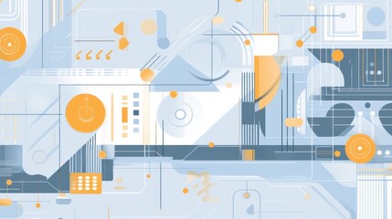 Poster - Abstract digital technology graphic design with geometric shapes, lines, and colors.