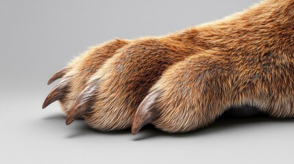 close-up of a detailed paw with sharp claws and soft fur texture.
