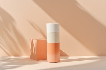 Poster - Stylish stacking containers arranged on a light surface with soft shadows in a modern setting