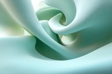  - Soft fabric swirling in gentle curves and delicate folds showcasing subtle shades of mint green