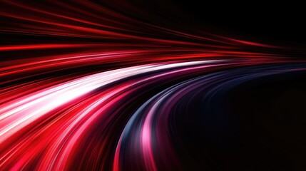 Poster - Dynamic red and white motion blur streaks sweeping across a dark dramatic background.