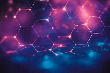 Aufkleber - Colorful hexagonal patterns create a vibrant digital backdrop with glowing elements and intricate details in a futuristic design