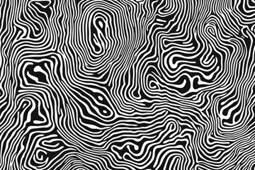 Aufkleber - Abstract black and white wavy lines creating a flowing pattern featuring intricate shapes and curves in a dynamic composition
