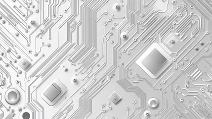 Poster - Close-up view of intricate white circuit board with various components.