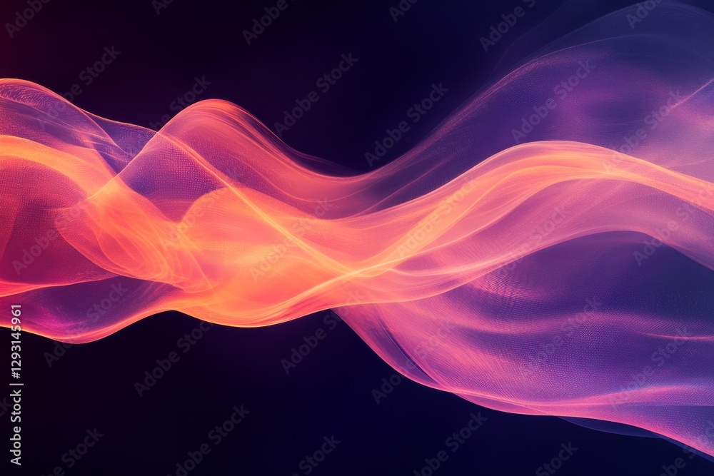 Colorful abstract waves flow gracefully through a dark background ...