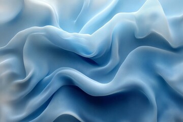 Poster - Soft blue fabric draped elegantly showcasing delicate textures and flow for creative projects and design inspiration