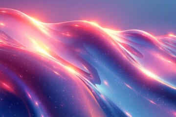 Aufkleber - Colorful abstract waves illuminated by soft light create a dreamlike visual in a cosmic landscape at dusk