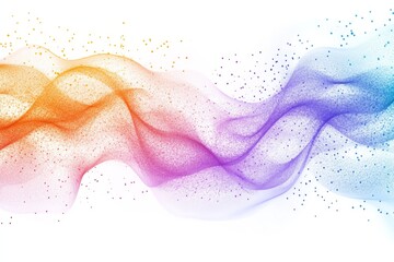 Aufkleber - Colorful abstract wave design with flowing lines and sparkling dots in vibrant hues on a white background