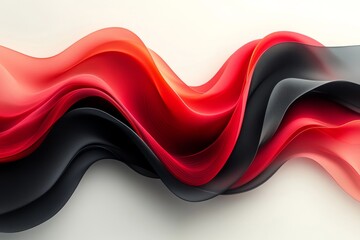 Aufkleber - Colorful waves of fabric create an artistic display with smooth curves and rich textures in red and black tones