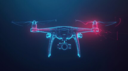Poster - Aerial drone technology with neon light effects future innovation