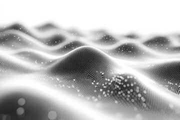 Aufkleber - Abstract black and white landscape with dot pattern reflecting light in a wave-like formation