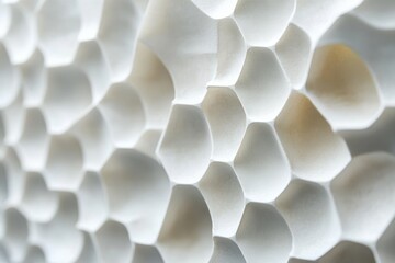 Poster - Modern architectural wall design featuring textured hexagonal patterns in a soft white shade