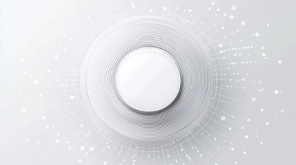 Poster - Abstract white circular design with radiating lines and dots.