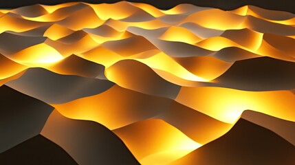 Poster - Yellow light glowing subtly in the dark, casting abstract, shimmering reflections across a surface.