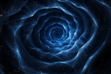 Poster - Swirling blue vortex of light and stars in a cosmic spiral formation at the center of the universe