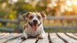 © cloud7days - A bulldog waits patiently for a treat at a picnic table.