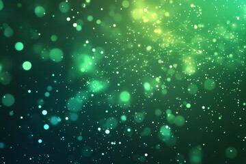 Aufkleber - Colorful abstract background with green and teal tones featuring bright glowing particles and soft bokeh effects